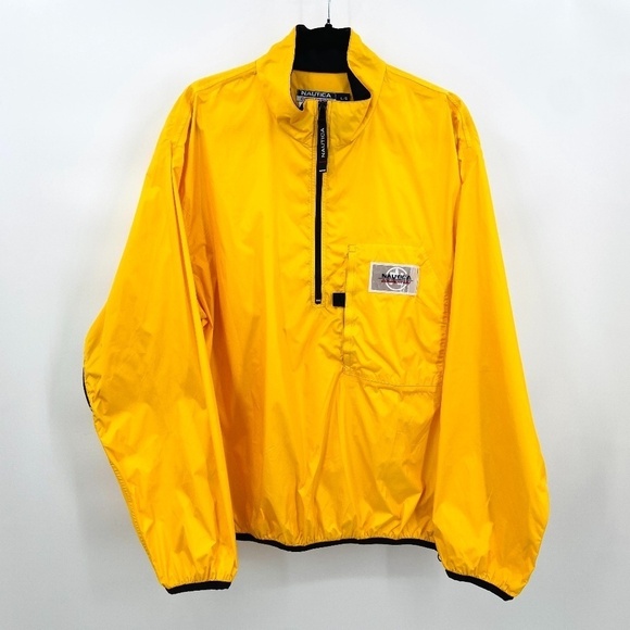 NAUTICA Competition Yellow 1/4 Zip Pullover Very Lightweight Rain Jacket Large - Picture 1 of 8